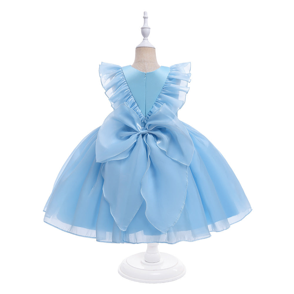 A-Line Ruffle Organza Flower Girl Dress – Cute Tea Length Party Dress for Kids