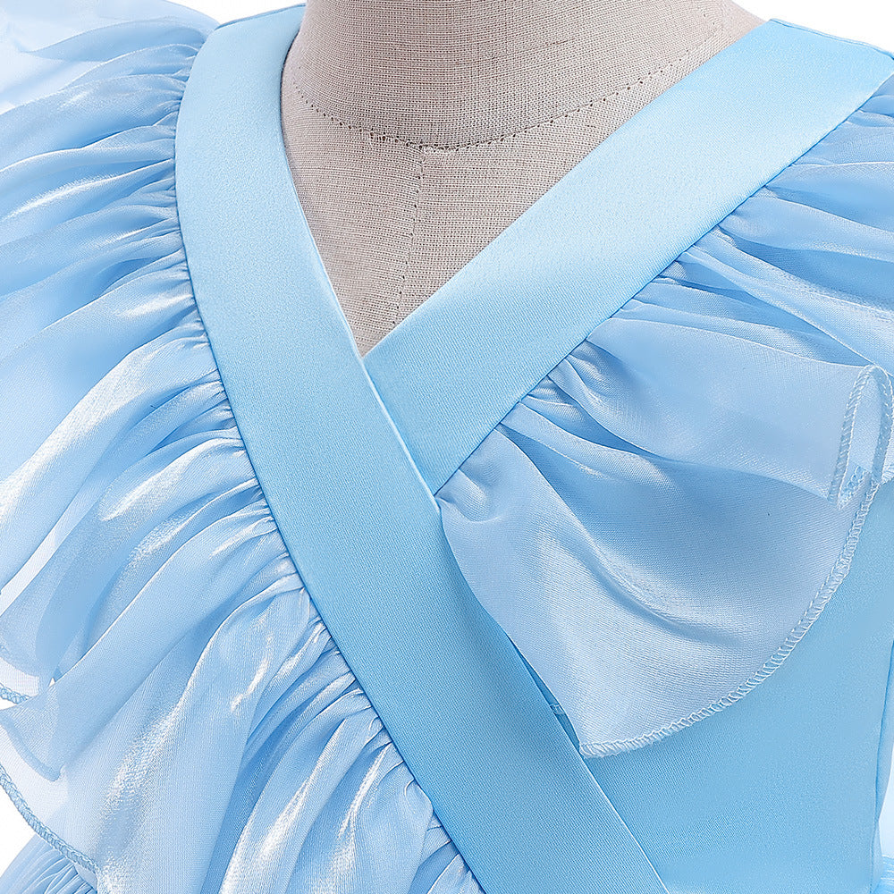 A-Line Ruffle Organza Flower Girl Dress – Cute Tea Length Party Dress for Kids