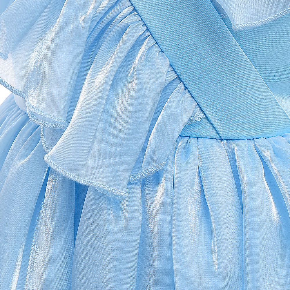 A-Line Ruffle Organza Flower Girl Dress – Cute Tea Length Party Dress for Kids