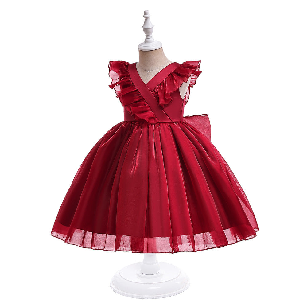 A-Line Ruffle Organza Flower Girl Dress – Cute Tea Length Party Dress for Kids