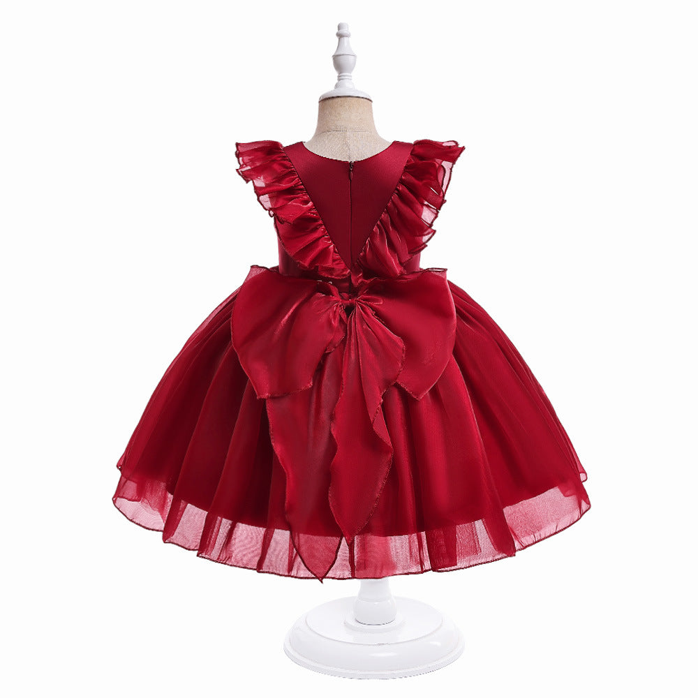 A-Line Ruffle Organza Flower Girl Dress – Cute Tea Length Party Dress for Kids
