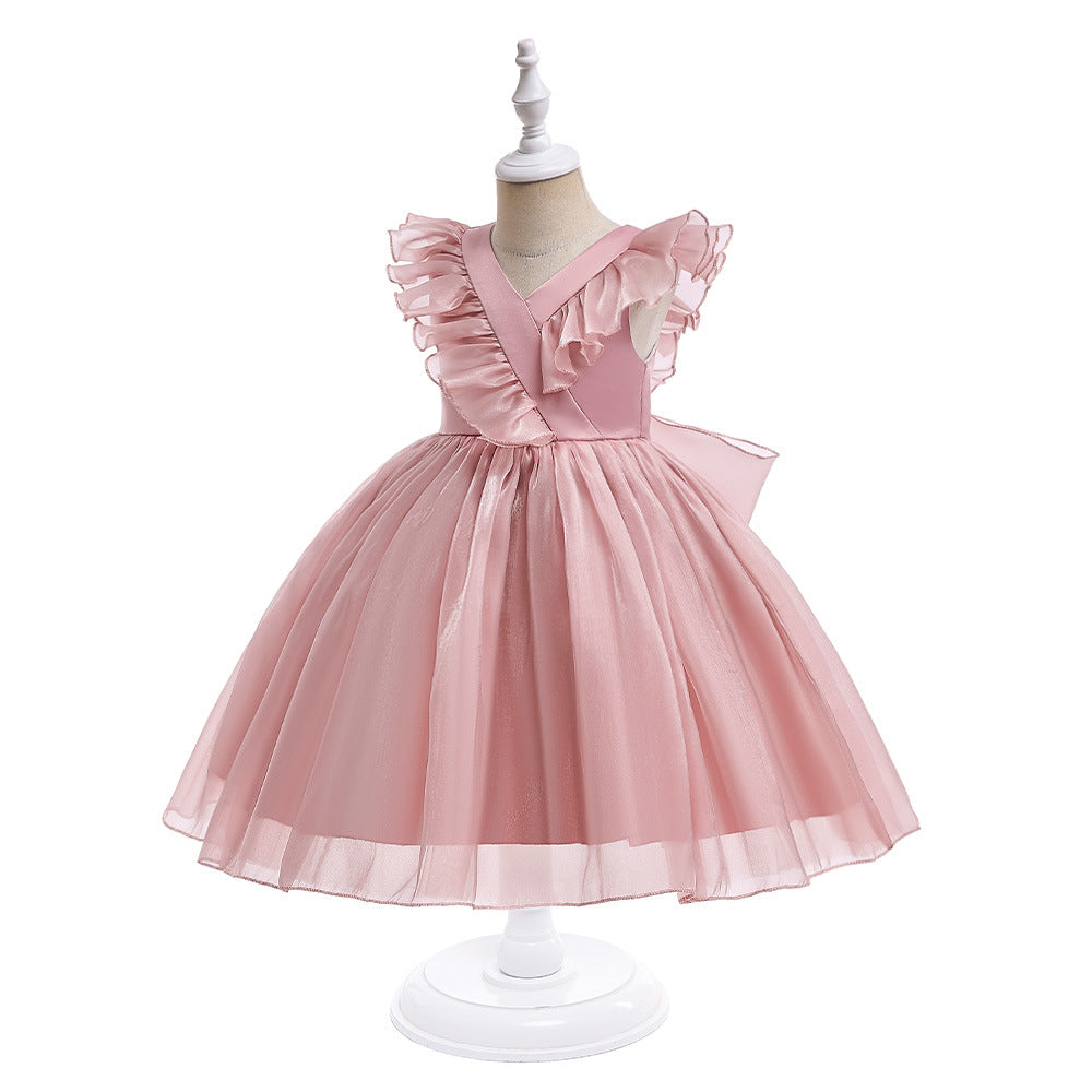 A-Line Ruffle Organza Flower Girl Dress – Cute Tea Length Party Dress for Kids