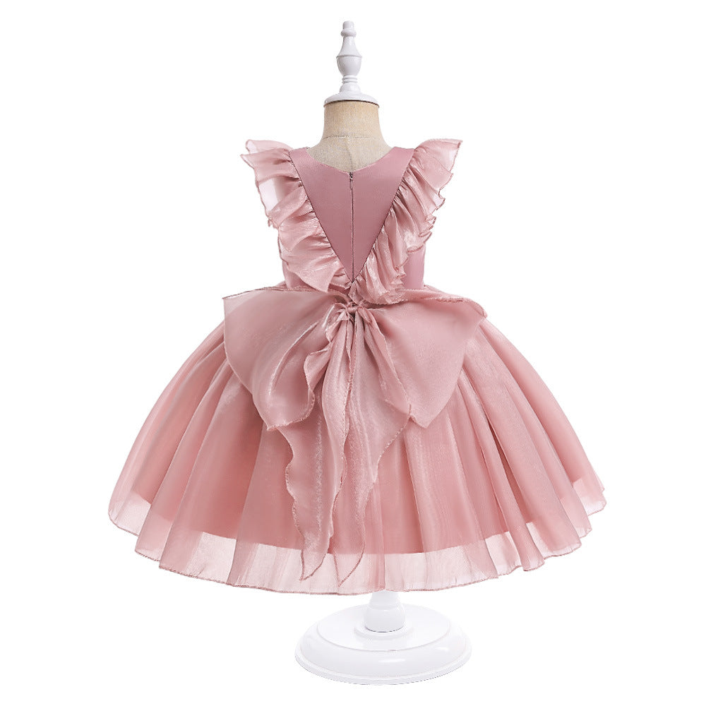 A-Line Ruffle Organza Flower Girl Dress – Cute Tea Length Party Dress for Kids
