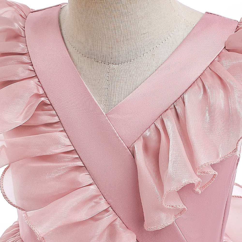 A-Line Ruffle Organza Flower Girl Dress – Cute Tea Length Party Dress for Kids