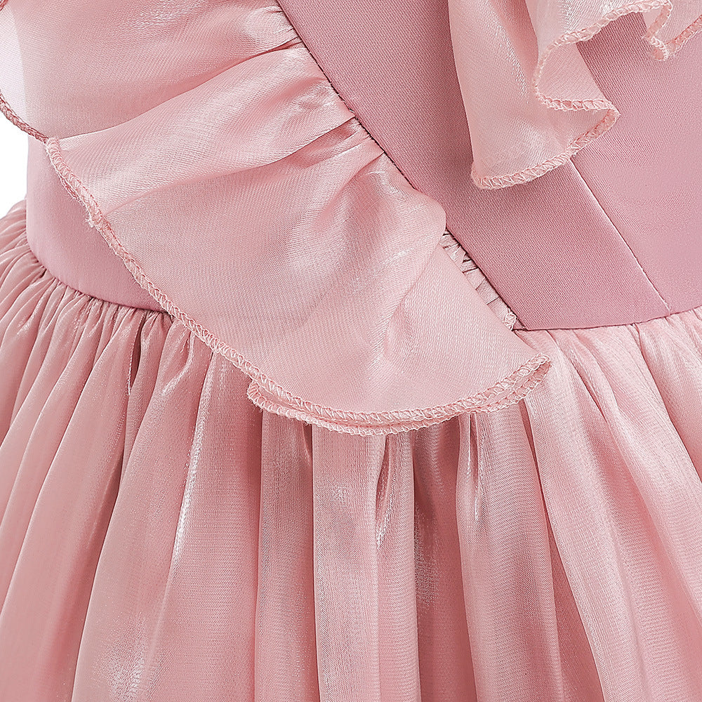 A-Line Ruffle Organza Flower Girl Dress – Cute Tea Length Party Dress for Kids