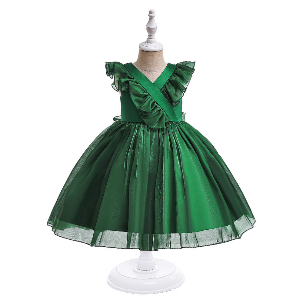 A-Line Ruffle Organza Flower Girl Dress – Cute Tea Length Party Dress for Kids