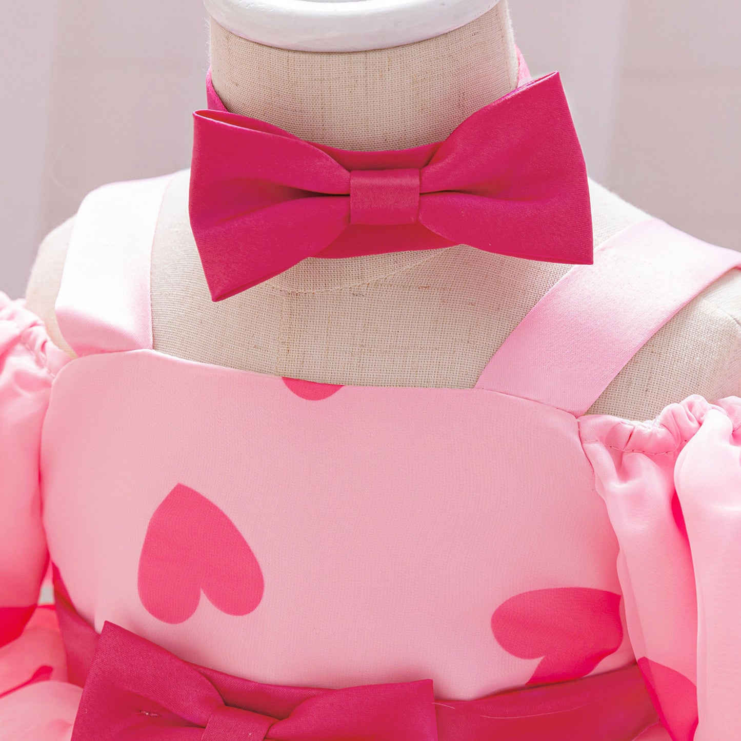 Cute Puff Sleeve Tulle Princess Dress for Girls | Floral Print & Big Bow, Tea Length