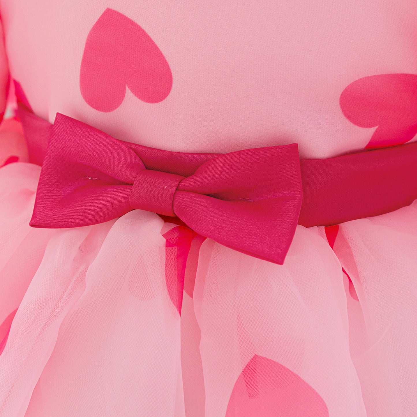 Cute Puff Sleeve Tulle Princess Dress for Girls | Floral Print & Big Bow, Tea Length
