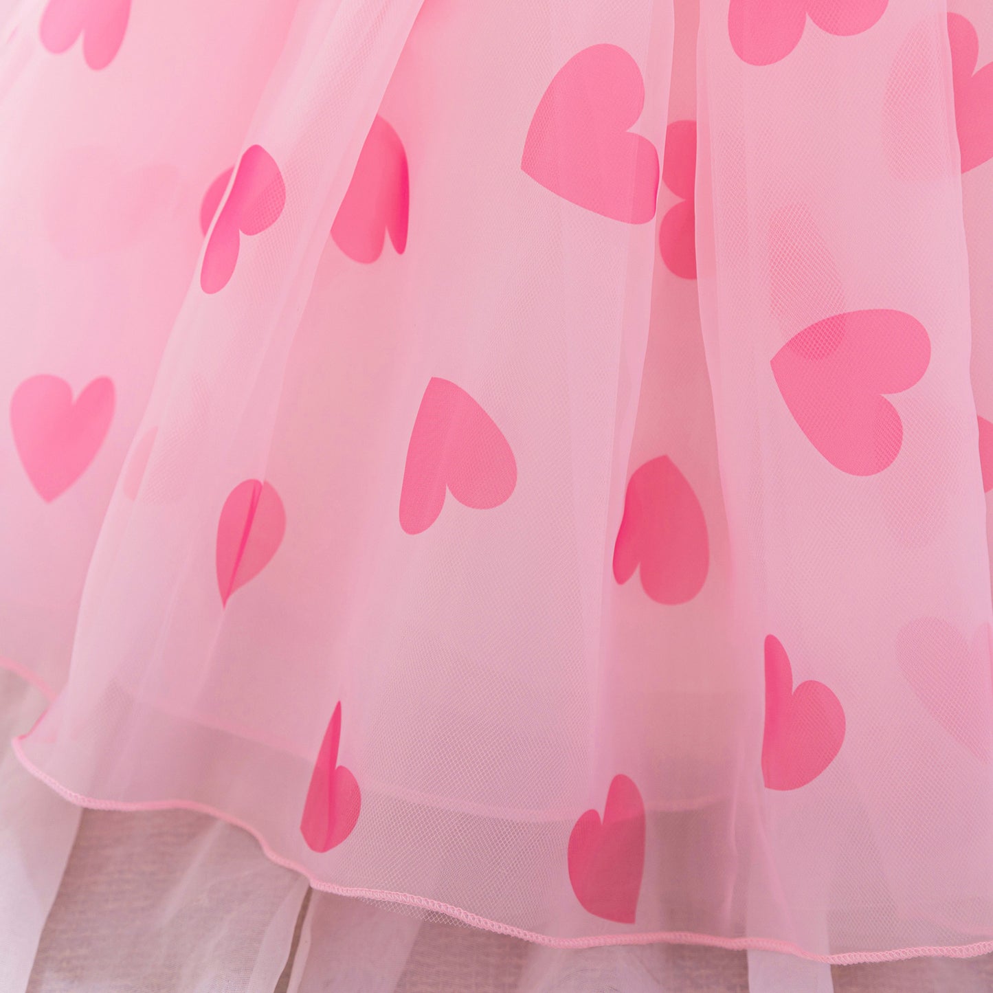 Cute Puff Sleeve Tulle Princess Dress for Girls | Floral Print & Big Bow, Tea Length