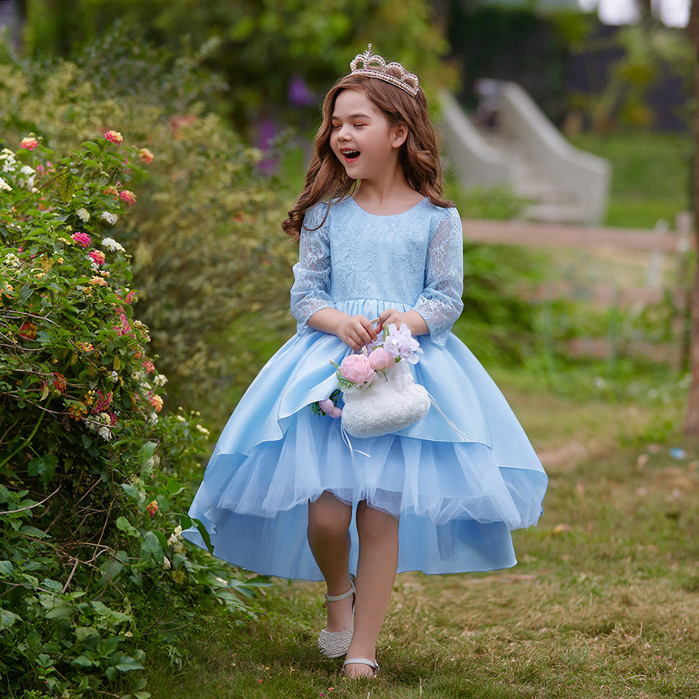 Adorable High-Low Lace Princess Dress for Girls | Cute Flower Girl & Party Wear