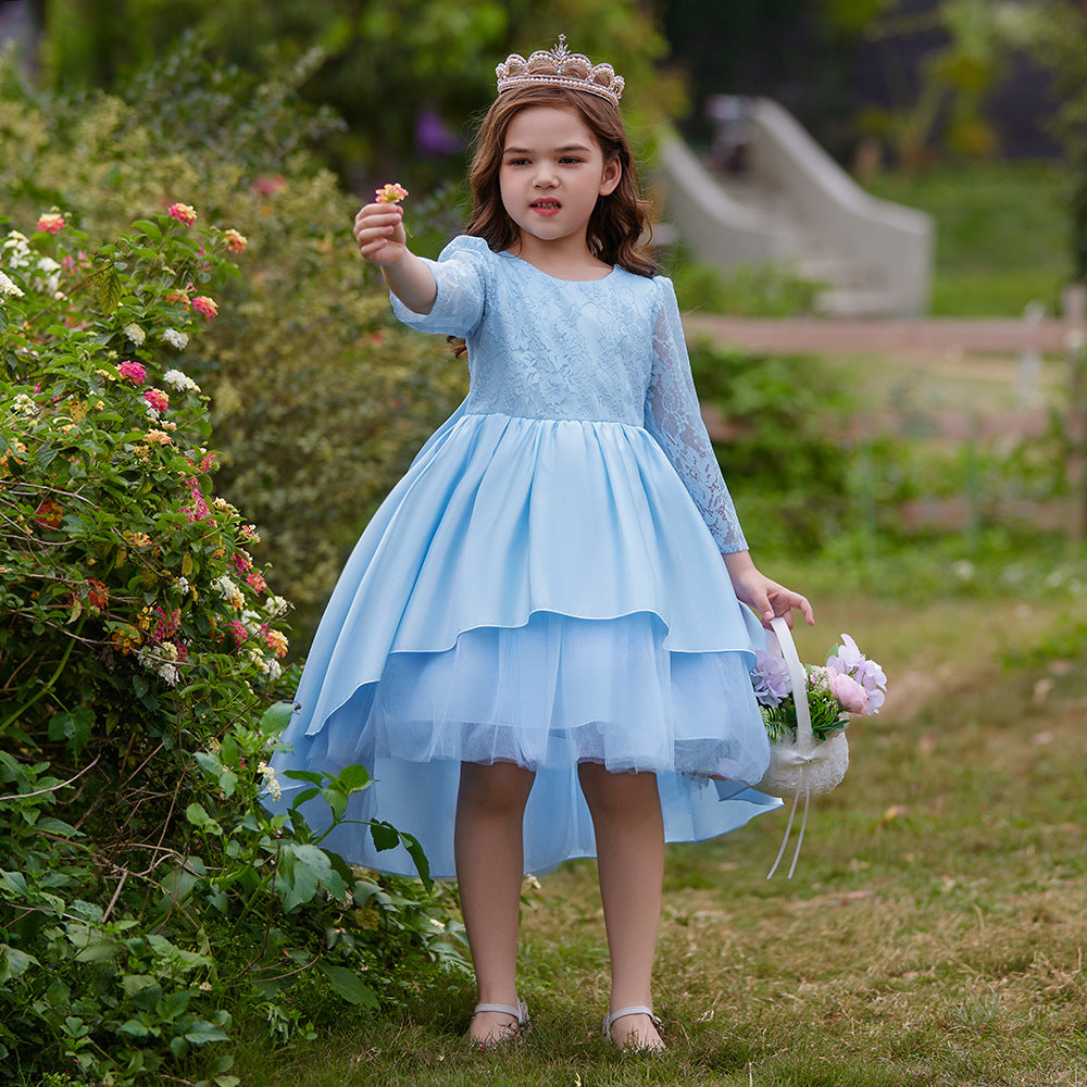 Adorable High-Low Lace Princess Dress for Girls | Cute Flower Girl & Party Wear