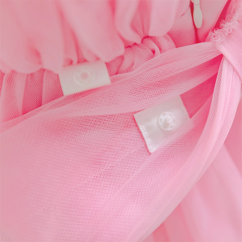 Light Pink Tulle High-Low Halter Dress for Girls | Party & Wedding A-Line Princess Gown