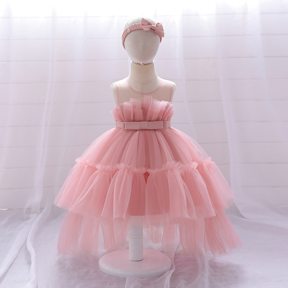 Cute High-Low Tulle Ball Gown for Baby Girls | Puffy Princess Dress 9-24M