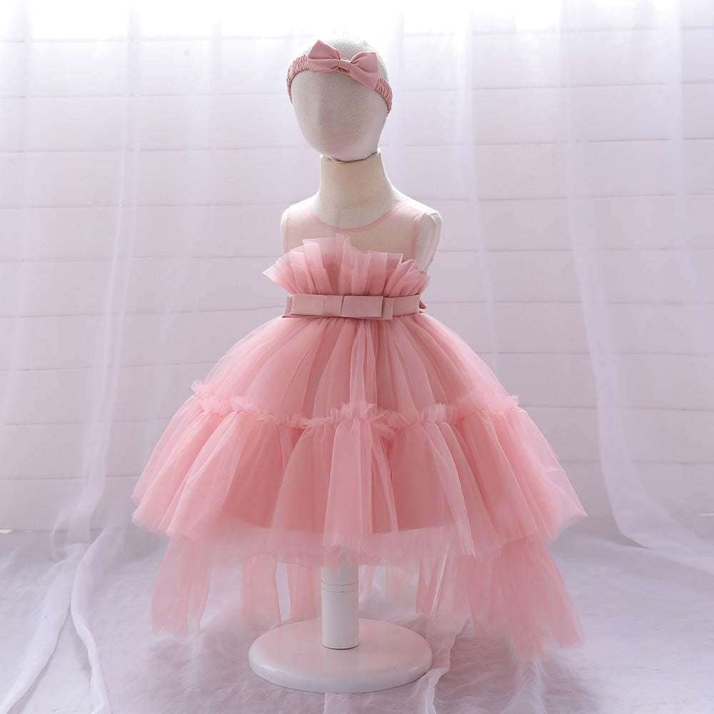Cute High-Low Tulle Ball Gown for Baby Girls | Puffy Princess Dress 9-24M