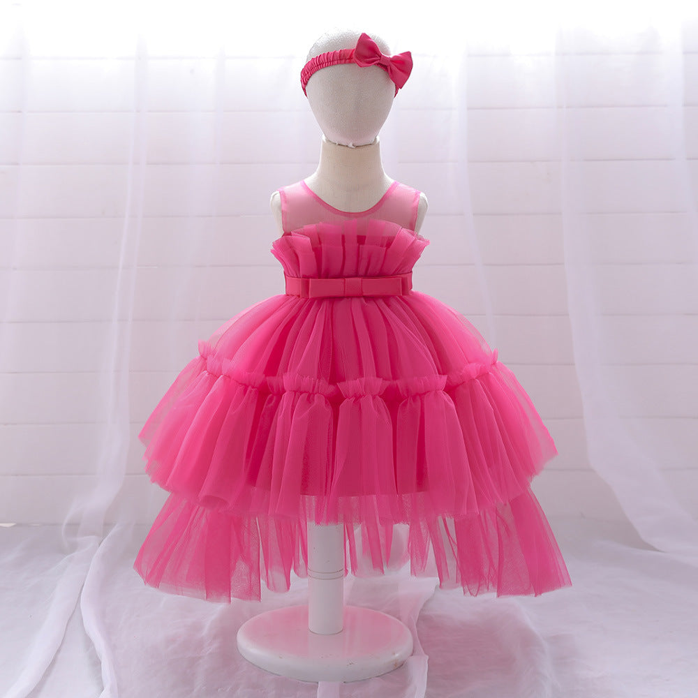 Cute High-Low Tulle Ball Gown for Baby Girls | Puffy Princess Dress 9-24M