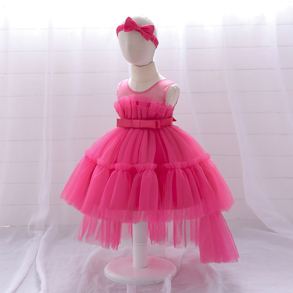 Cute High-Low Tulle Ball Gown for Baby Girls | Puffy Princess Dress 9-24M