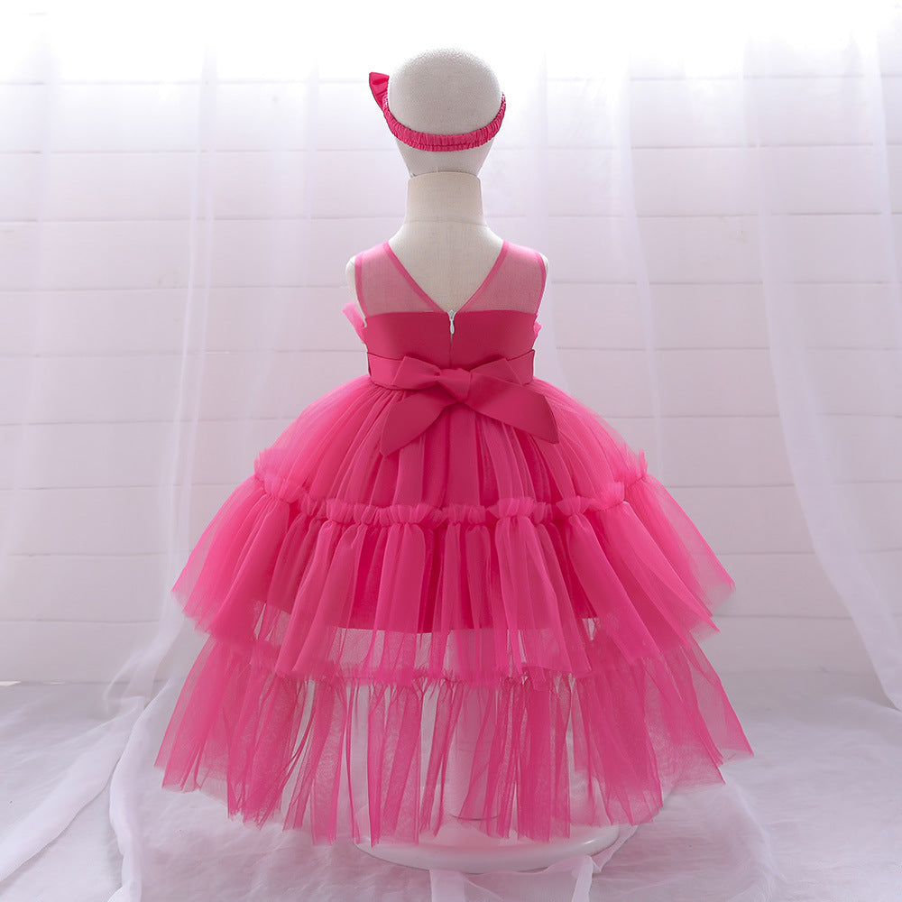 Cute High-Low Tulle Ball Gown for Baby Girls | Puffy Princess Dress 9-24M