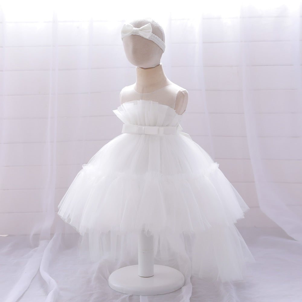 Cute High-Low Tulle Ball Gown for Baby Girls | Puffy Princess Dress 9-24M