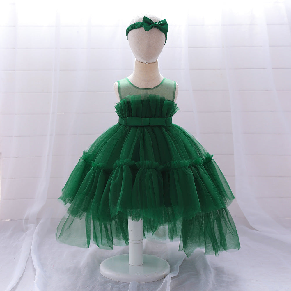 Cute High-Low Tulle Ball Gown for Baby Girls | Puffy Princess Dress 9-24M
