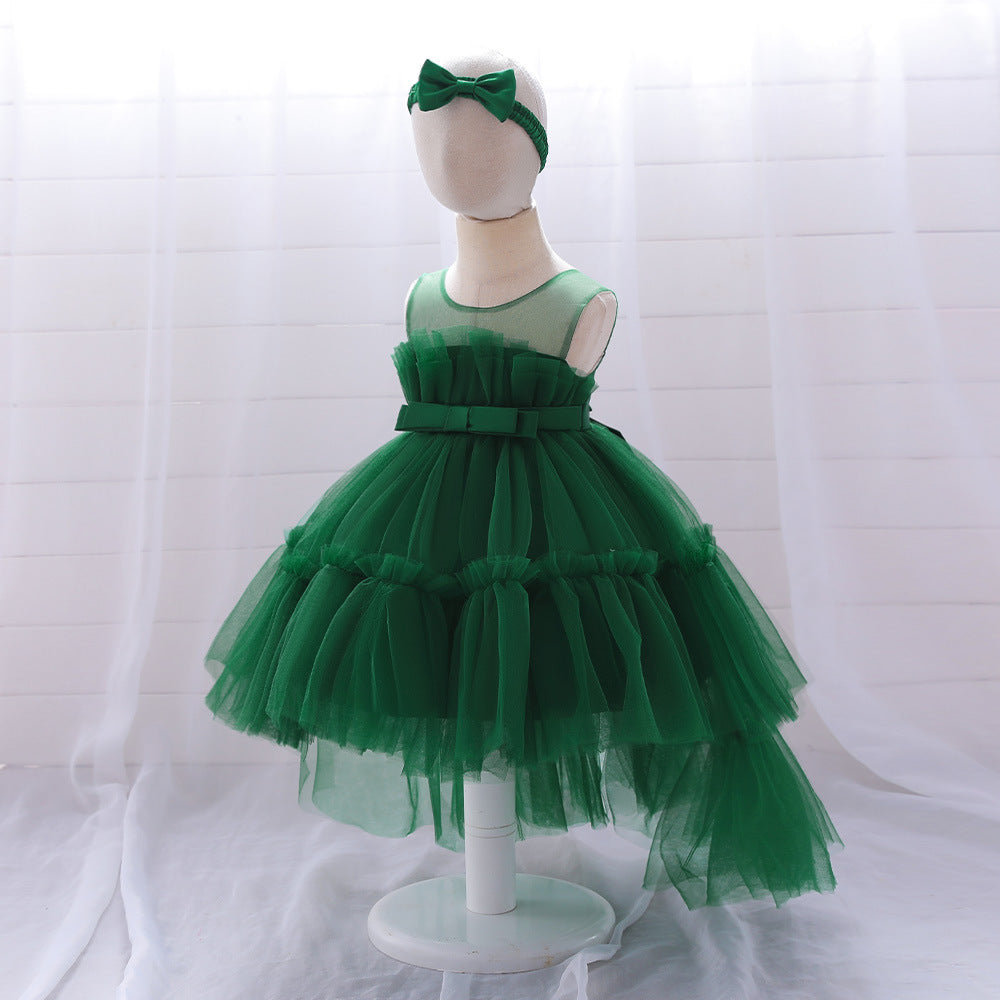 Cute High-Low Tulle Ball Gown for Baby Girls | Puffy Princess Dress 9-24M