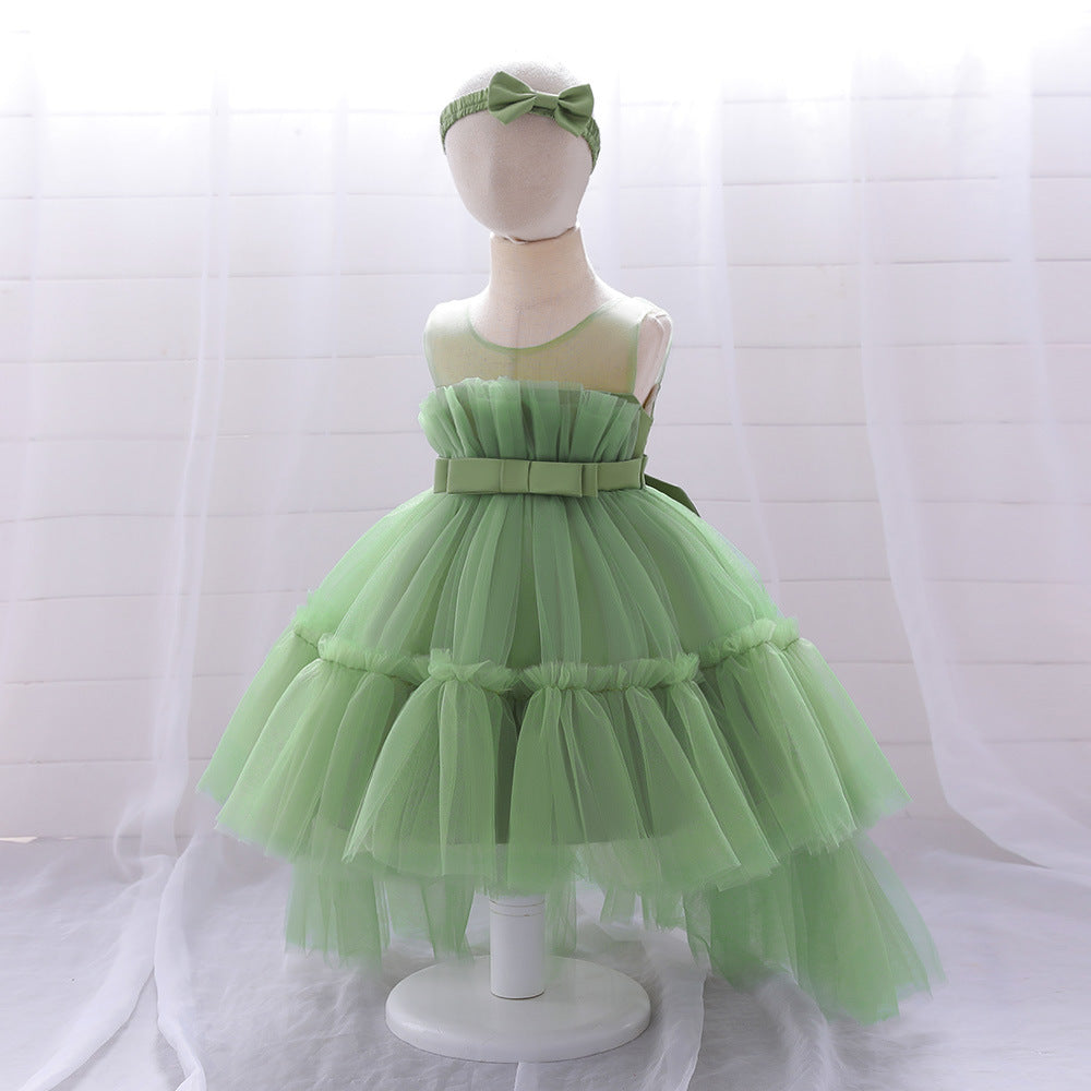 Cute High-Low Tulle Ball Gown for Baby Girls | Puffy Princess Dress 9-24M