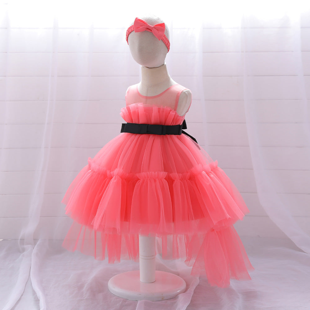 Cute High-Low Tulle Ball Gown for Baby Girls | Puffy Princess Dress 9-24M