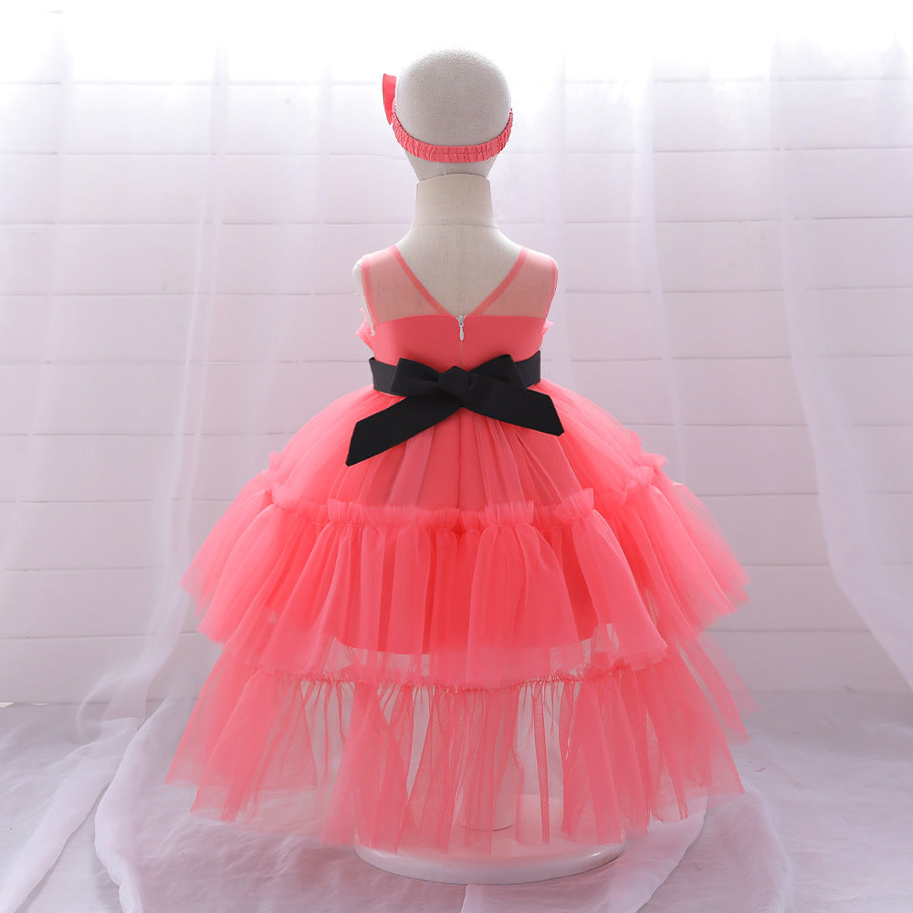 Cute High-Low Tulle Ball Gown for Baby Girls | Puffy Princess Dress 9-24M