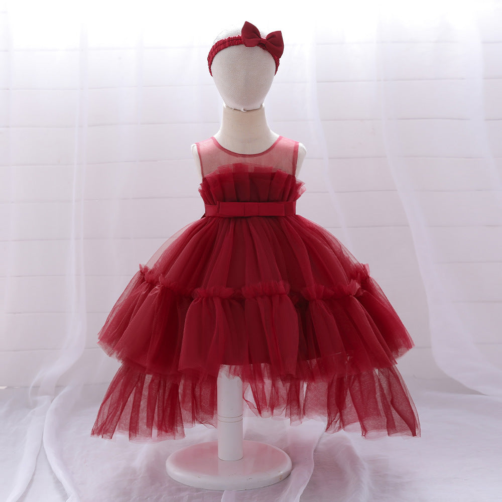 Cute High-Low Tulle Ball Gown for Baby Girls | Puffy Princess Dress 9-24M