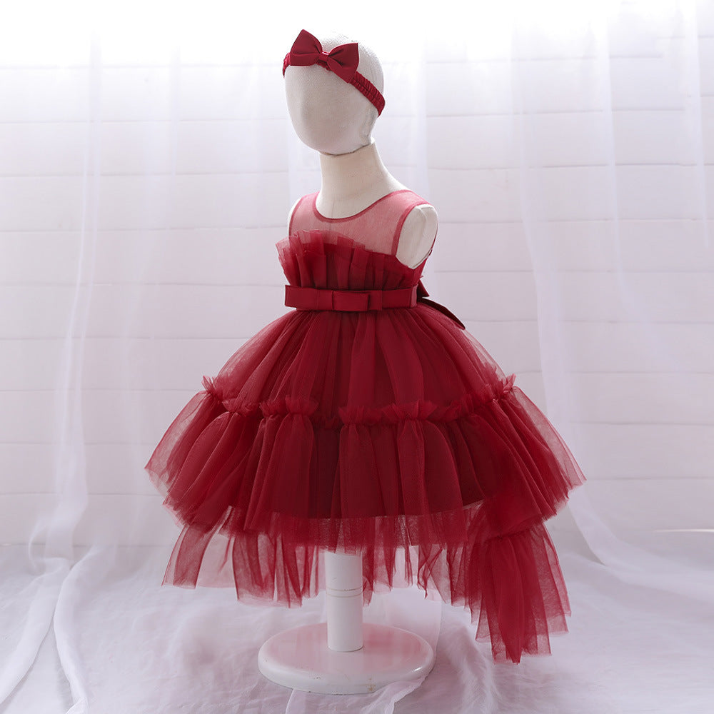 Cute High-Low Tulle Ball Gown for Baby Girls | Puffy Princess Dress 9-24M