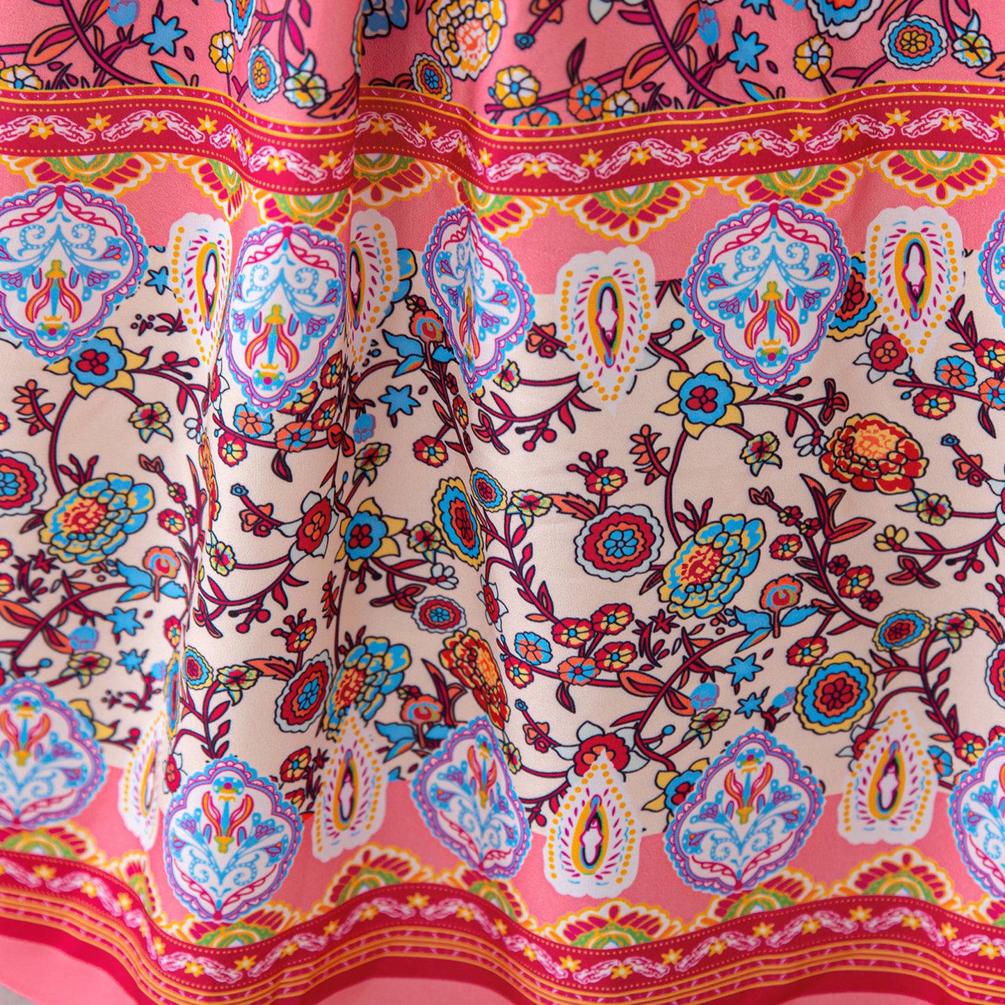 Hot Pink Girls' A-Line Floral Maxi Dress with Bowknot - Party & Wedding