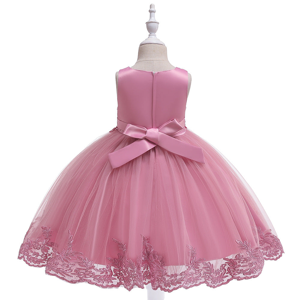 Cute Puffy Lace Flower Girl Dress – Kids Ball Gown for Parties & Weddings