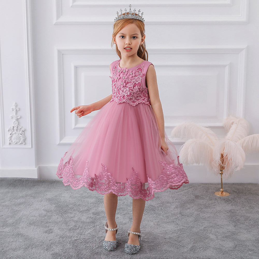 Cute Puffy Lace Flower Girl Dress – Kids Ball Gown for Parties & Weddings