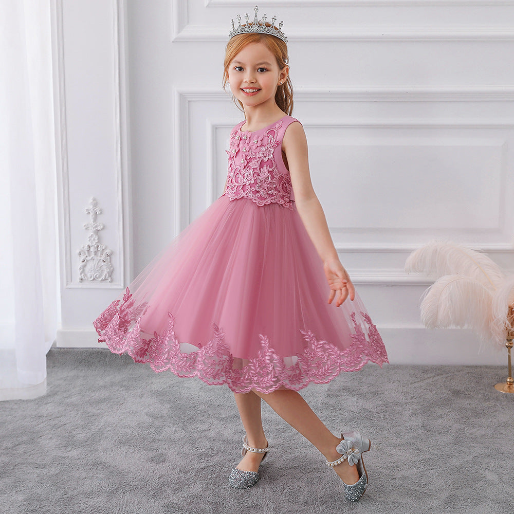 Cute Puffy Lace Flower Girl Dress – Kids Ball Gown for Parties & Weddings