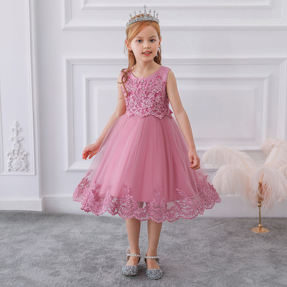 Cute Puffy Lace Flower Girl Dress – Kids Ball Gown for Parties & Weddings
