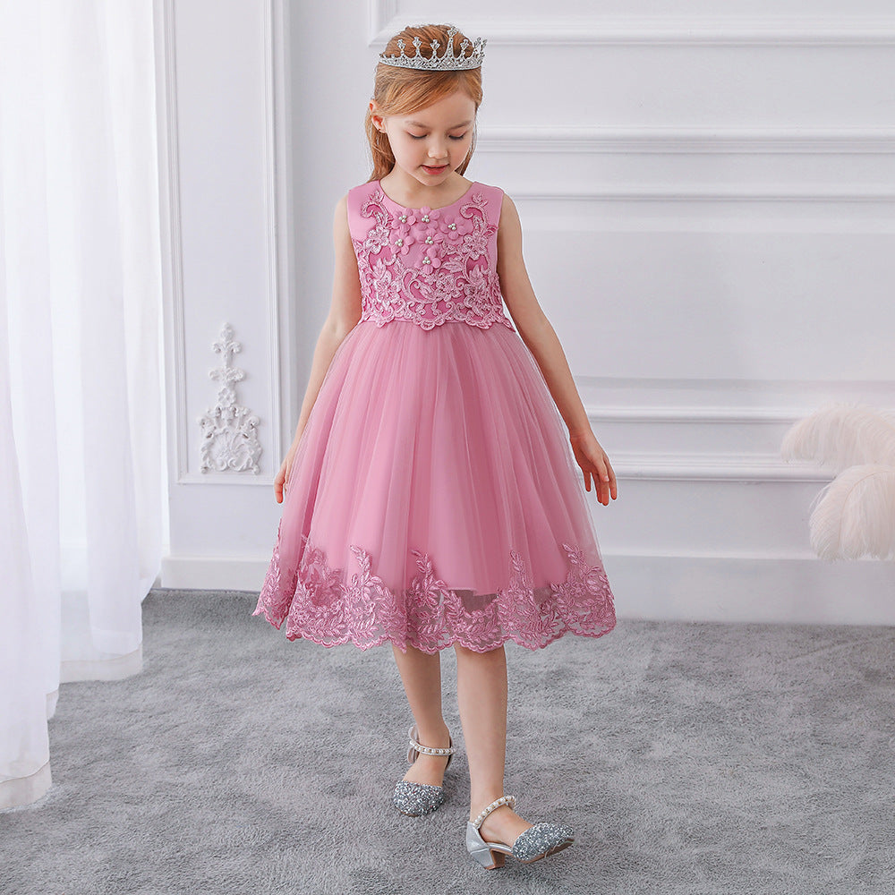 Cute Puffy Lace Flower Girl Dress – Kids Ball Gown for Parties & Weddings
