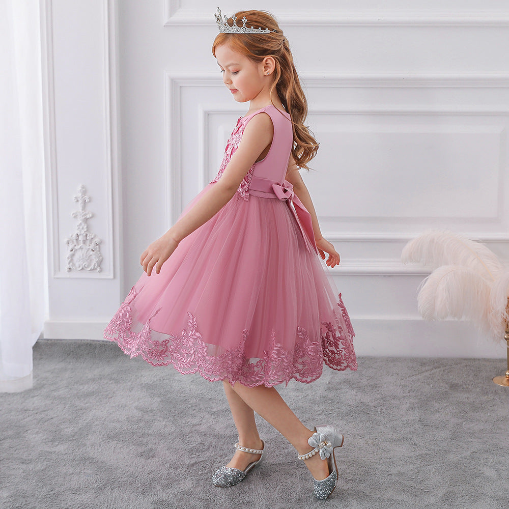 Cute Puffy Lace Flower Girl Dress – Kids Ball Gown for Parties & Weddings