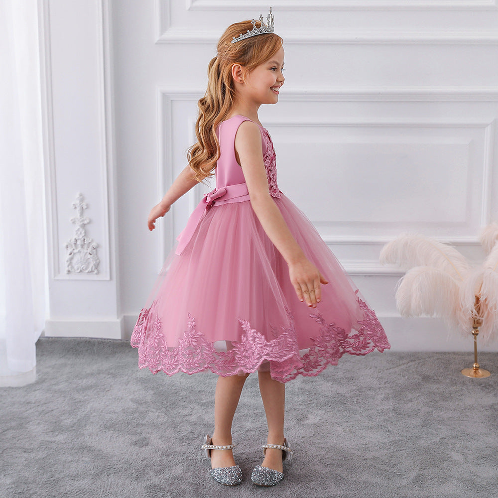 Cute Puffy Lace Flower Girl Dress – Kids Ball Gown for Parties & Weddings