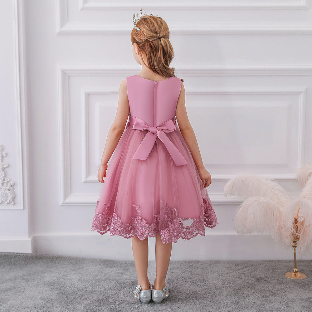 Cute Puffy Lace Flower Girl Dress – Kids Ball Gown for Parties & Weddings