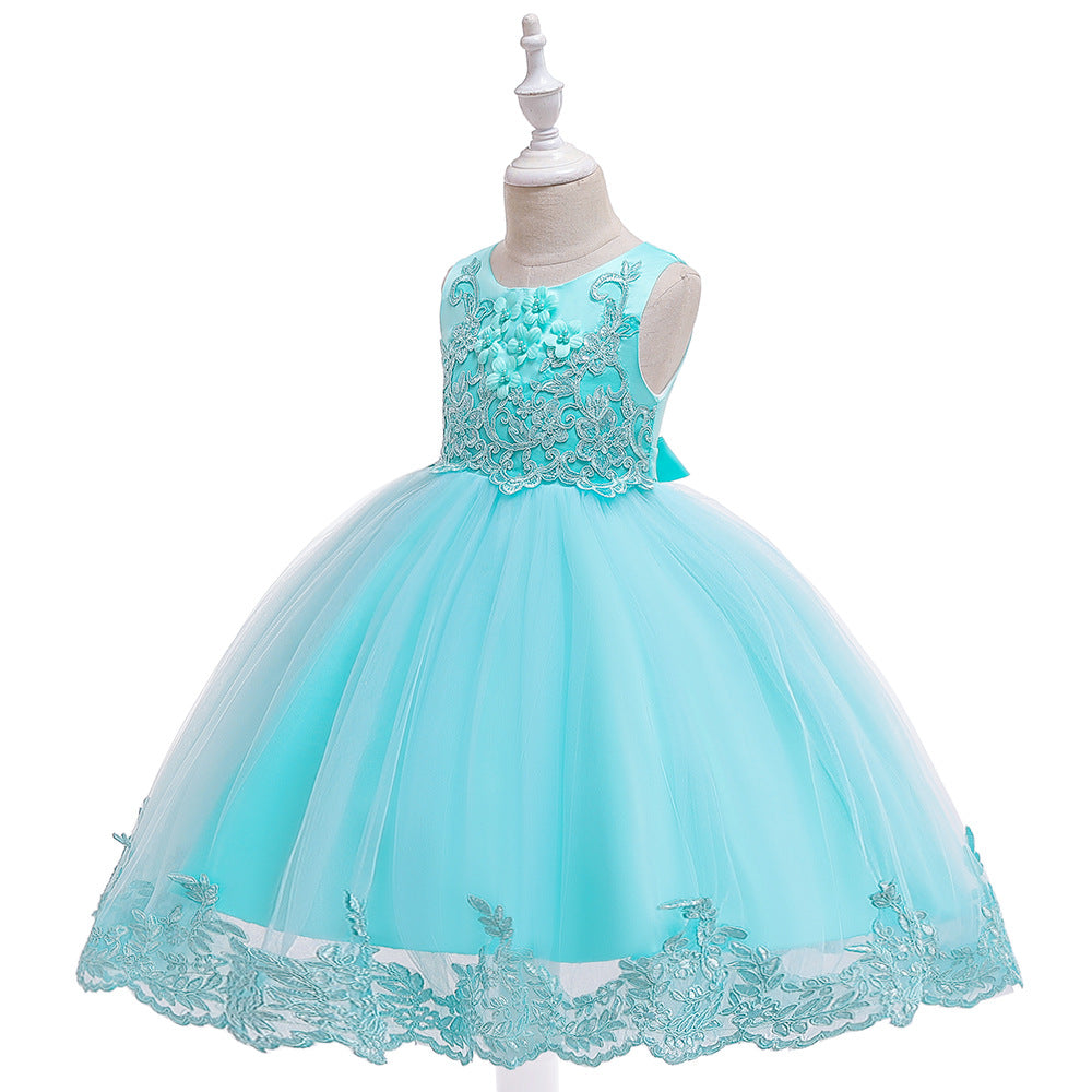 Cute Puffy Lace Flower Girl Dress – Kids Ball Gown for Parties & Weddings