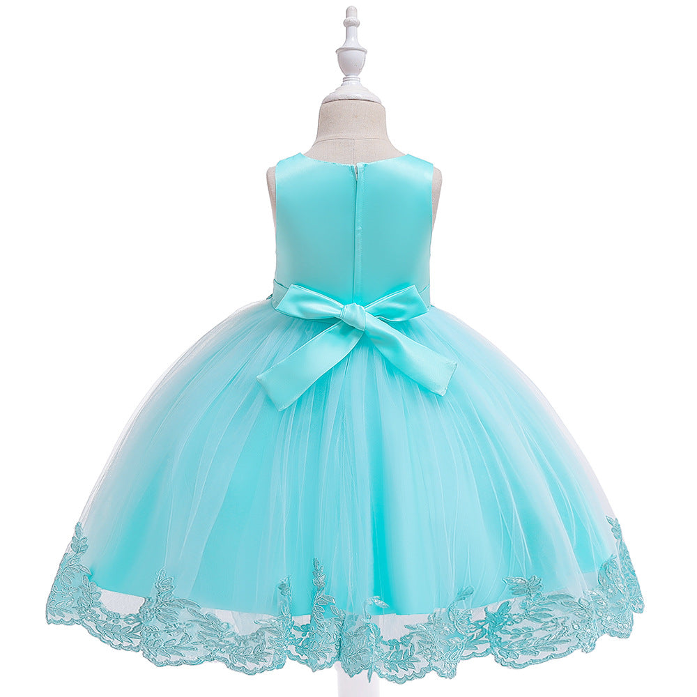 Cute Puffy Lace Flower Girl Dress – Kids Ball Gown for Parties & Weddings