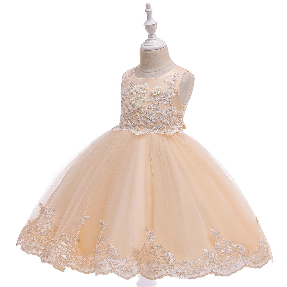 Cute Puffy Lace Flower Girl Dress – Kids Ball Gown for Parties & Weddings