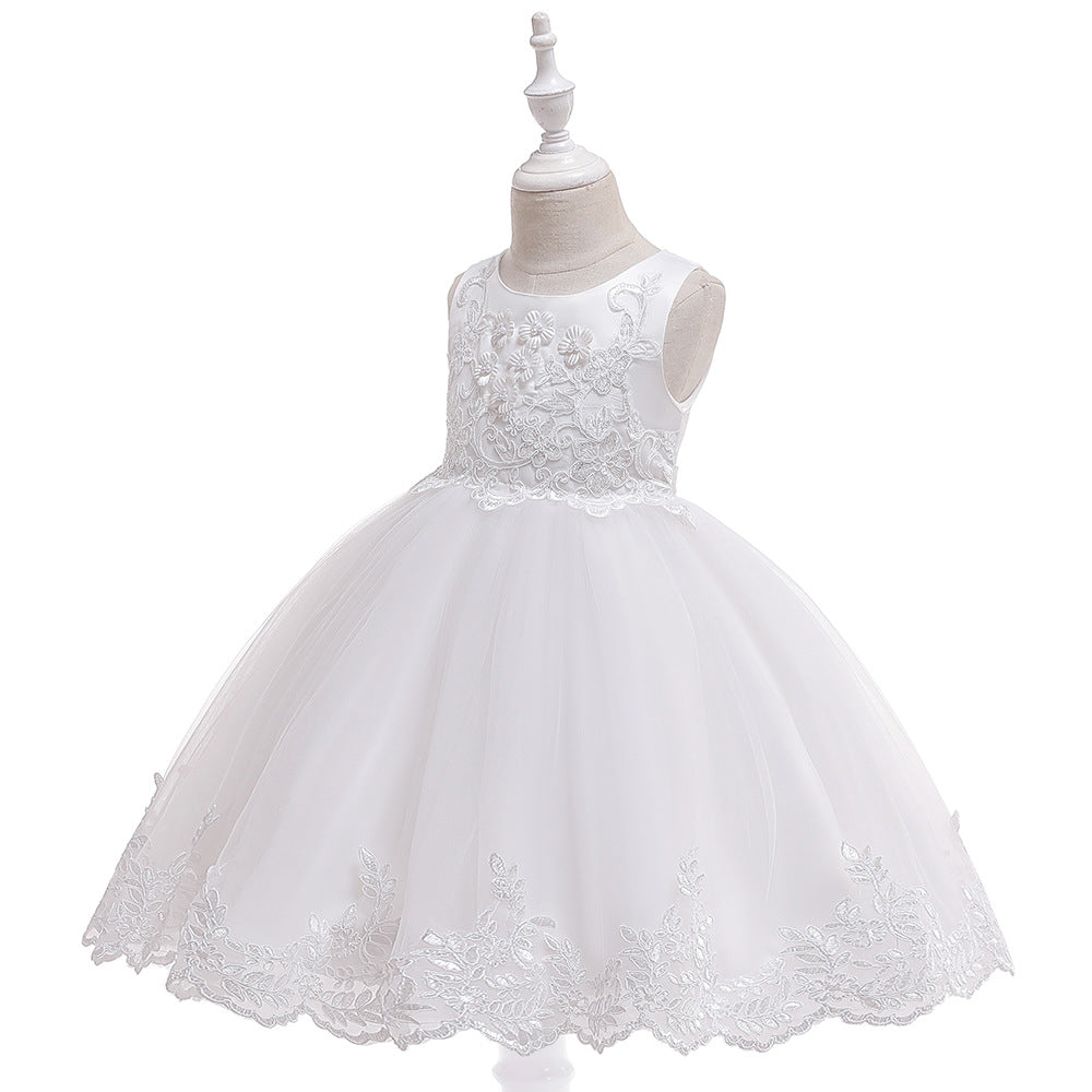 Cute Puffy Lace Flower Girl Dress – Kids Ball Gown for Parties & Weddings