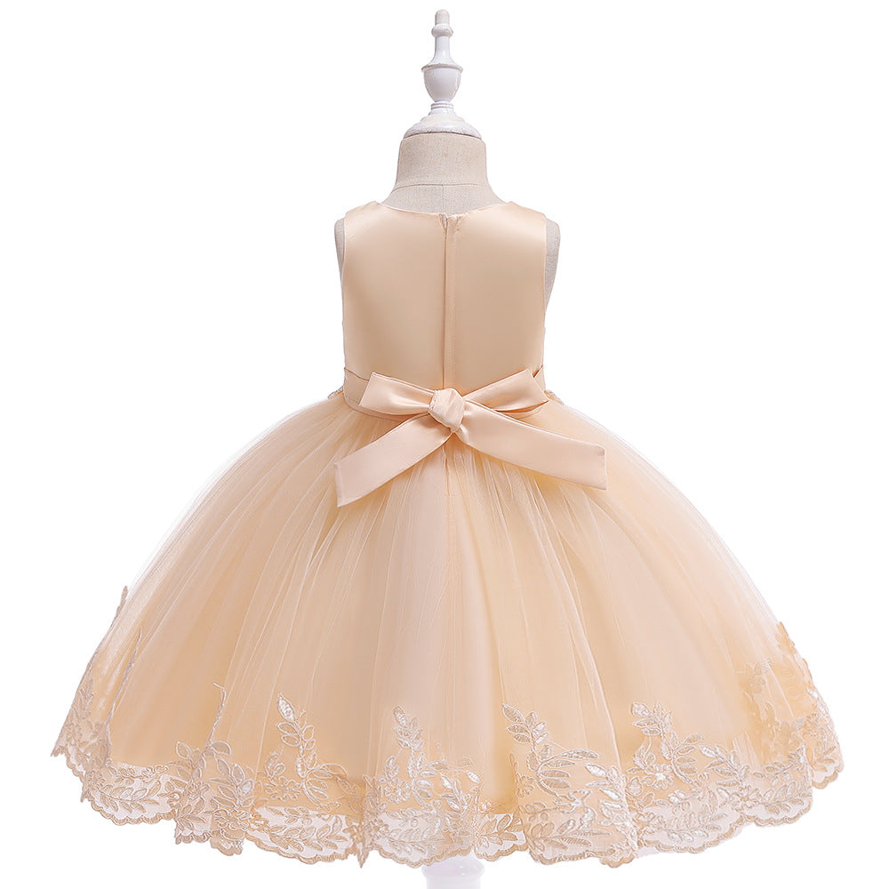 Cute Puffy Lace Flower Girl Dress – Kids Ball Gown for Parties & Weddings