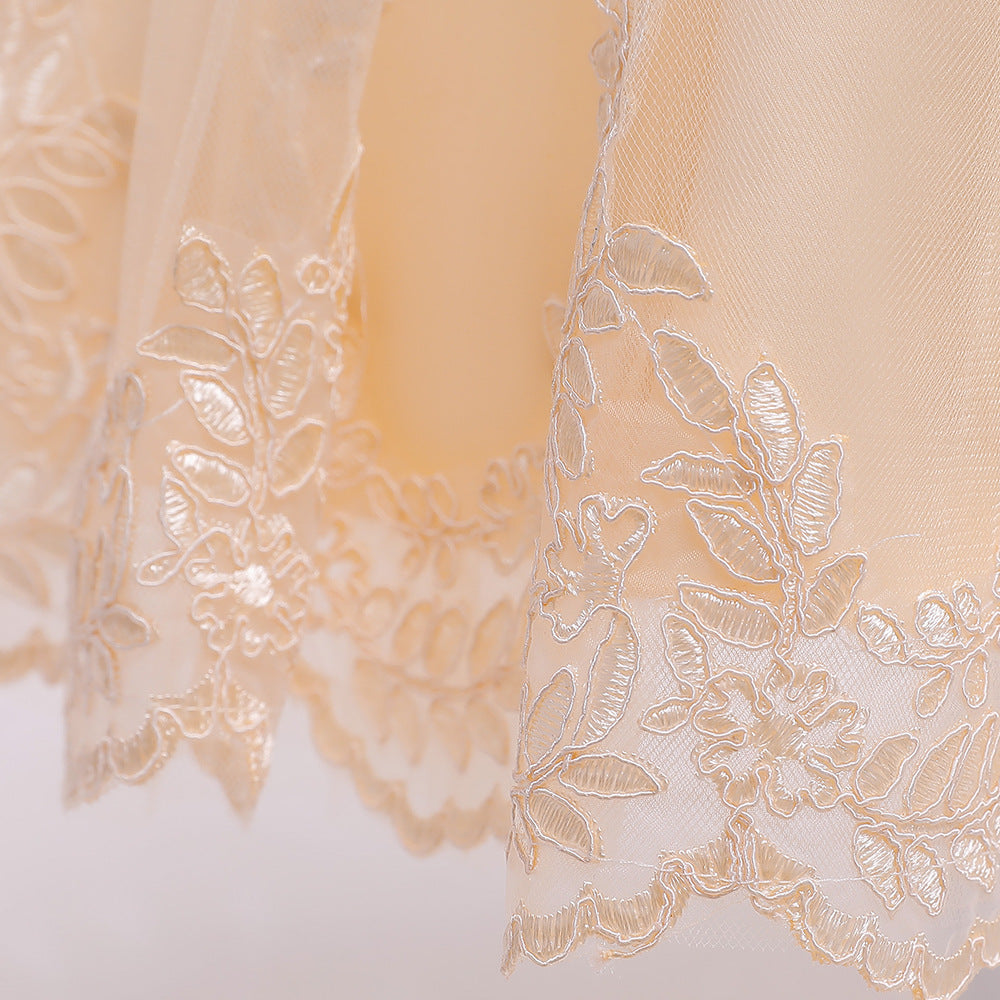 Cute Puffy Lace Flower Girl Dress – Kids Ball Gown for Parties & Weddings