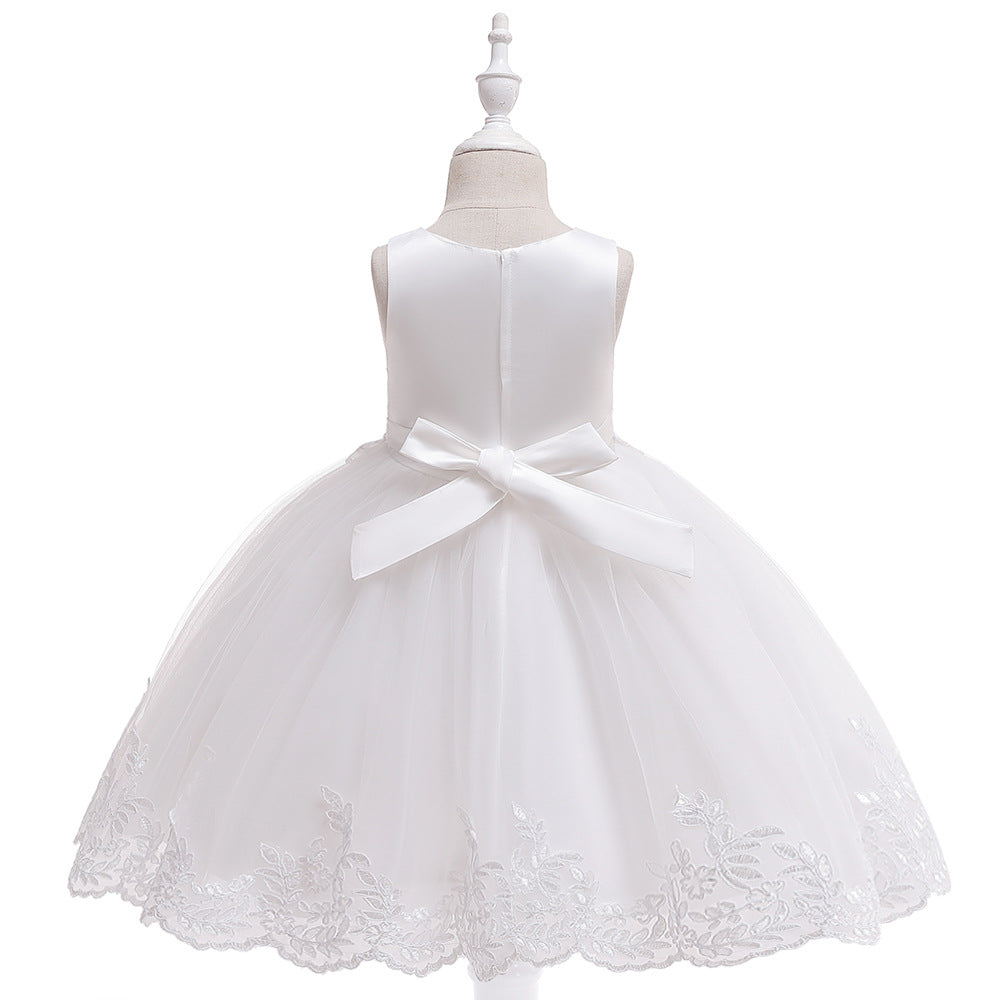 Cute Puffy Lace Flower Girl Dress – Kids Ball Gown for Parties & Weddings