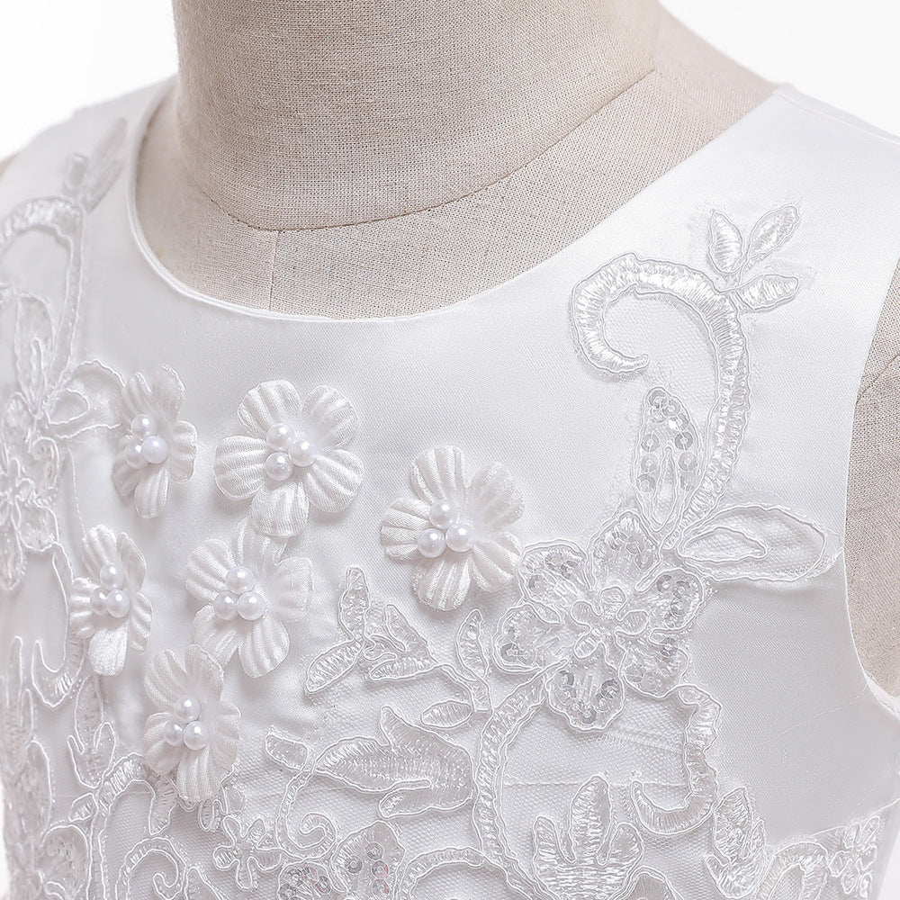 Cute Puffy Lace Flower Girl Dress – Kids Ball Gown for Parties & Weddings
