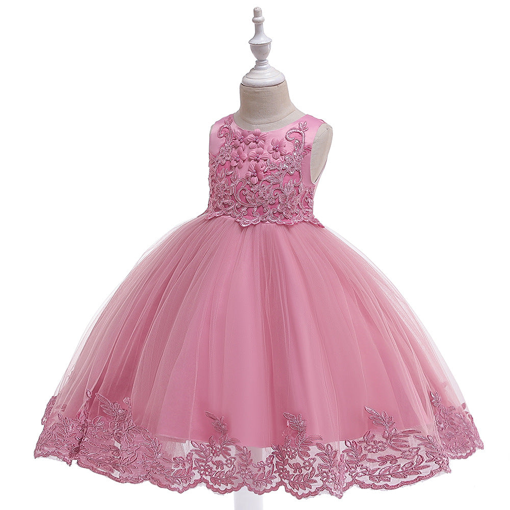 Cute Puffy Lace Flower Girl Dress – Kids Ball Gown for Parties & Weddings
