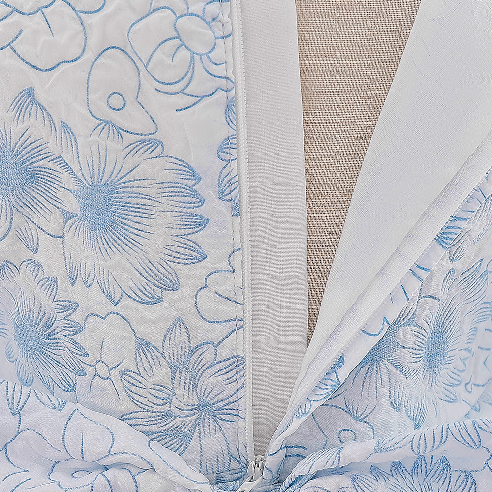 Light Blue Floral Satin Baby Dress – Cute A-Line Tea Length for Parties & Weddings