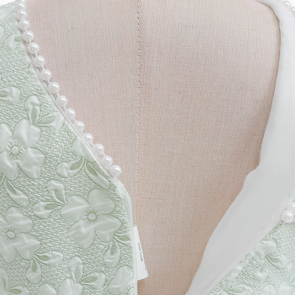 Light Green A-Line Princess Dress for Girls | Puff Sleeve Flower Girl Outfit