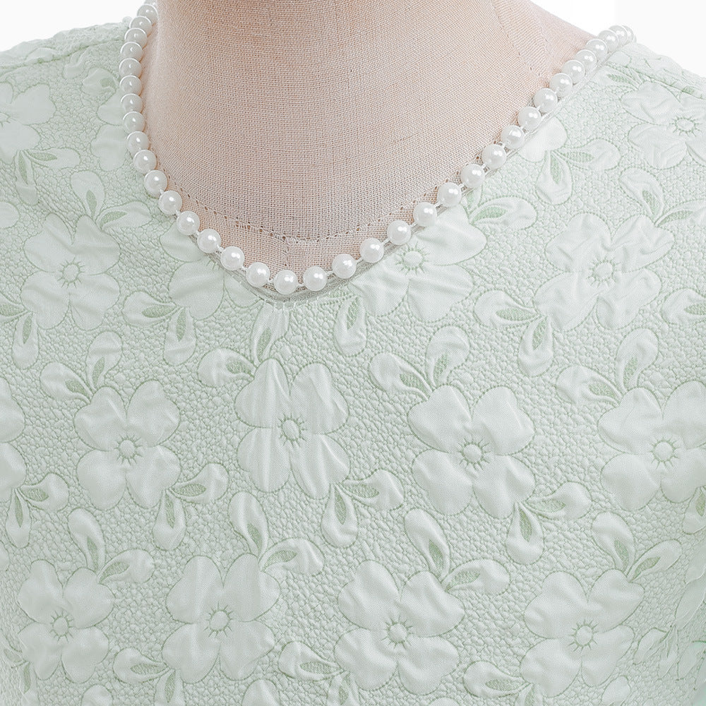 Light Green A-Line Princess Dress for Girls | Puff Sleeve Flower Girl Outfit